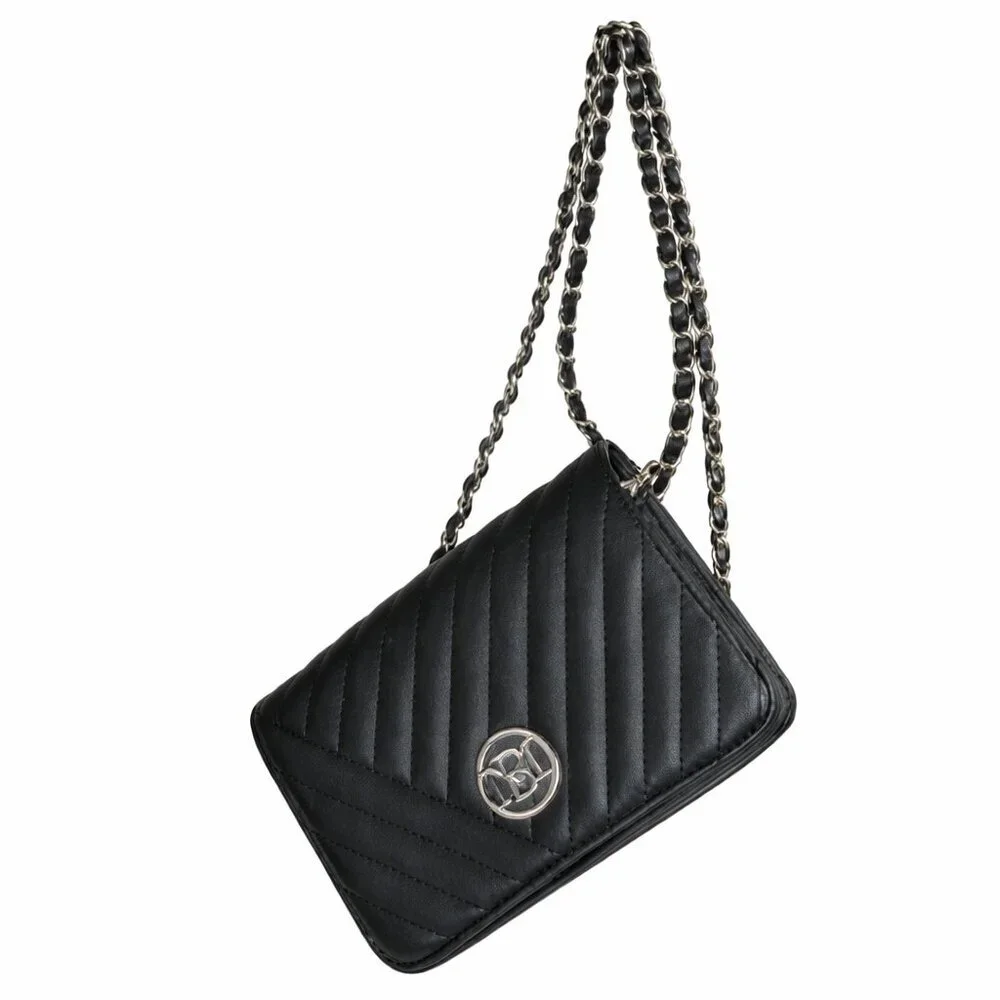 Badgley Mischka Black Studio Quilted Styling Crossbody Bag